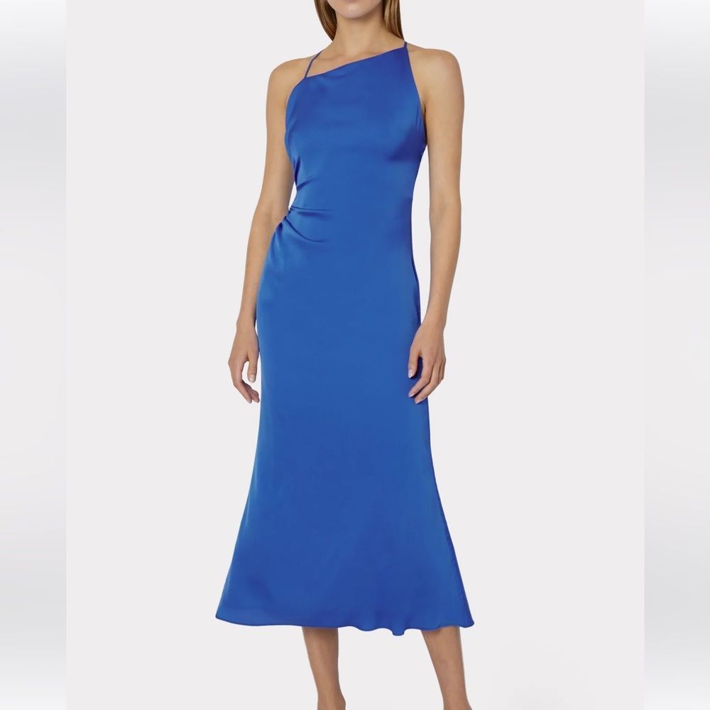 NEW Milly Electra Blue Satin Slip Midi Dress | Size 4